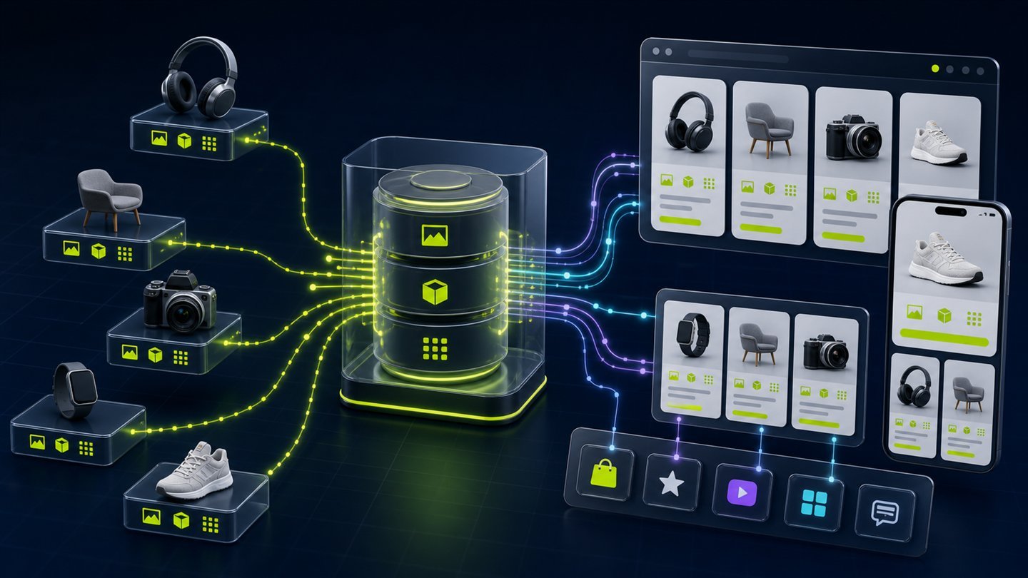 Merchant product data connecting a catalog to rich shopping ads across desktop and mobile surfaces